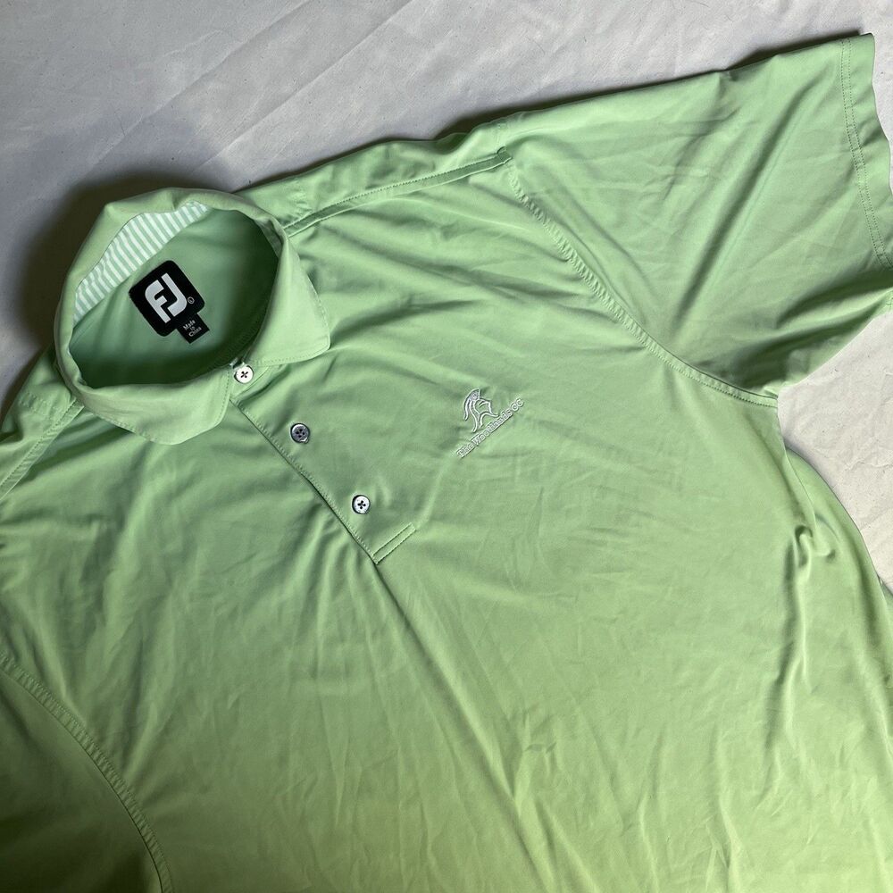 FootJoy Mens L ProDry Golf Polo Shirt Lime Green The Woodlands CC Country Club